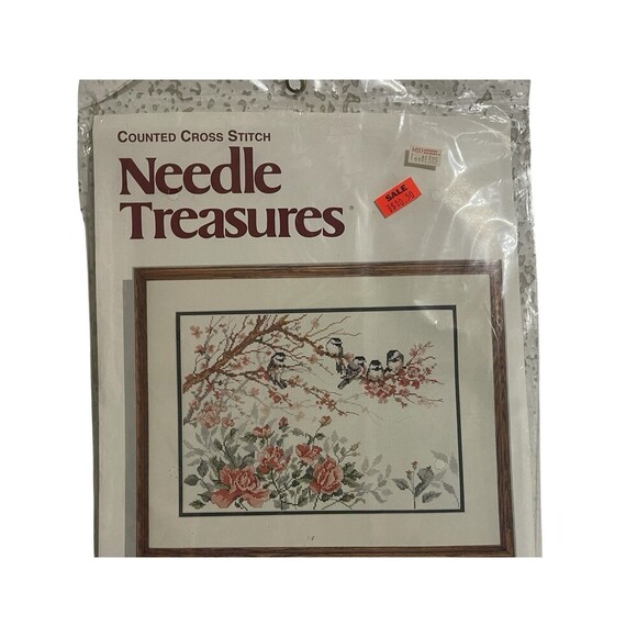 Needle Treasures Counted Cross Stitch Kit The Chickadees Birds Flower #02637 - Picture 5 of 6